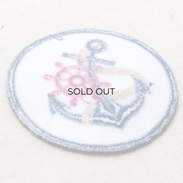 画像3: ワッペン いかり/アンカー(ラウンド/ホワイト&ネイビー) (3)