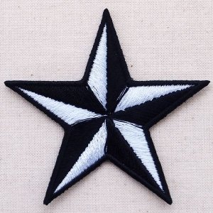 画像1: ワッペン 星/スター Star(ホワイト&ブラック)