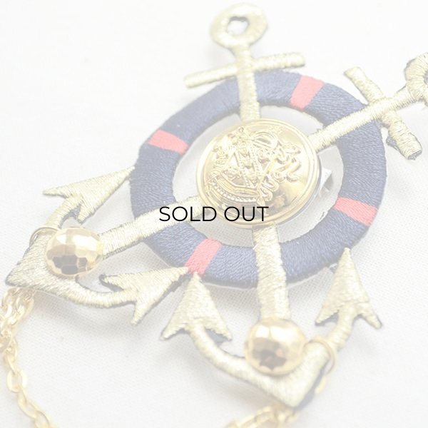 画像2: エンブレムブローチ Wアンカーゴールド(ボタン/チェーン付き) (2)