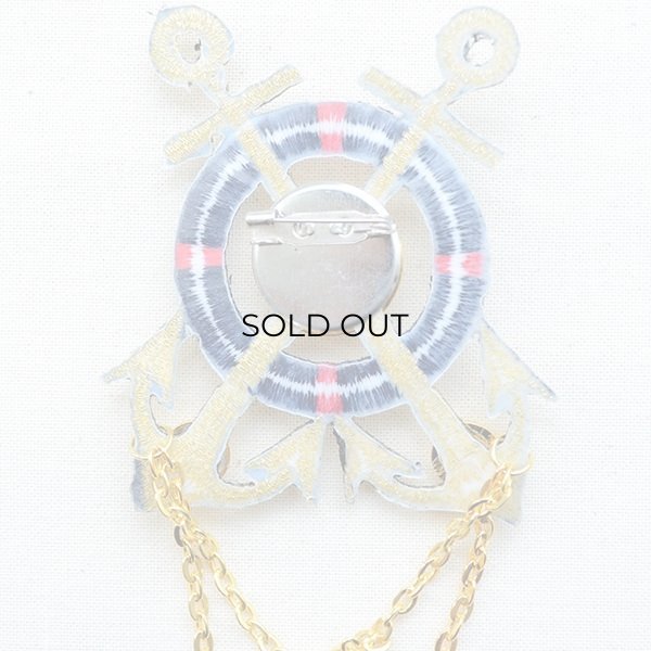 画像3: エンブレムブローチ Wアンカーゴールド(ボタン/チェーン付き) (3)