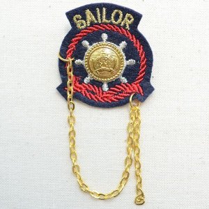画像1: エンブレムブローチ Sailor セーラーネイビー(ボタン/チェーン付き)