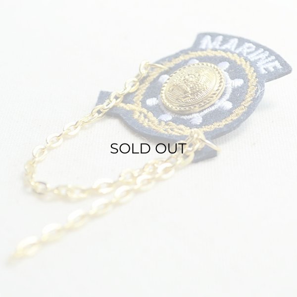 画像2: エンブレムブローチ Marine マリンネイビー(ボタン/チェーン付き) (2)
