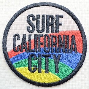 画像1: ワッペン Surf California City ホワイト サーフカリフォルニアシティ サークル