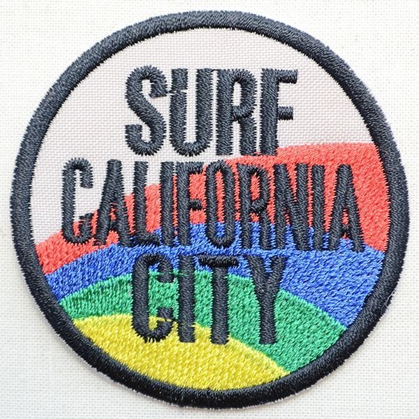 画像1: ワッペン Surf California City ホワイト サーフカリフォルニアシティ サークル (1)