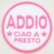 ワッペン Addio(ホワイト&ピンク/ラウンド)