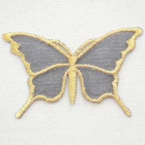 画像1: ワッペン Butterfly バタフライ(蝶/シースルー/ゴールド)