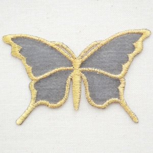 画像1: ワッペン Butterfly バタフライ(蝶/シースルー/ゴールド)