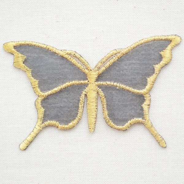 画像1: ワッペン Butterfly バタフライ(蝶/シースルー/ゴールド) (1)