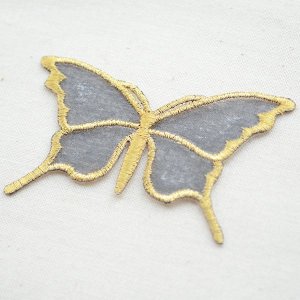 画像2: ワッペン Butterfly バタフライ(蝶/シースルー/ゴールド)