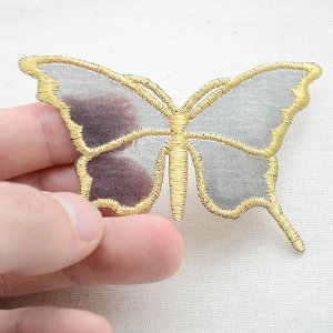画像4: ワッペン Butterfly バタフライ(蝶/シースルー/ゴールド)