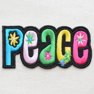 画像1: メッセージワッペン Peace(Flower) ピース フラワー