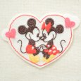 画像1: 生成りワッペン ディズニー ミッキー&ミニー(ハート) (1)
