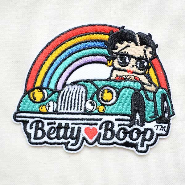 画像1: ワッペン ベティブープ Betty Boop(オープンカー/レインボー) (1)