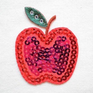 画像1: スパンコールワッペン りんご/リンゴ