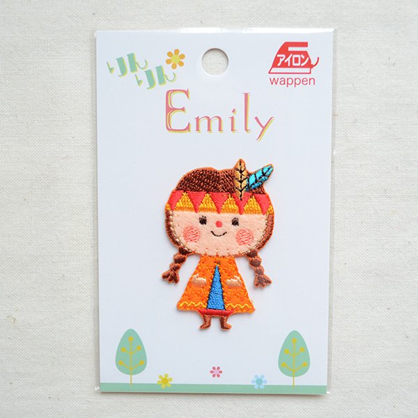 画像4: ワッペン リンリンエミリー インディアン女の子 オレンジ ORG350-23120 (4)