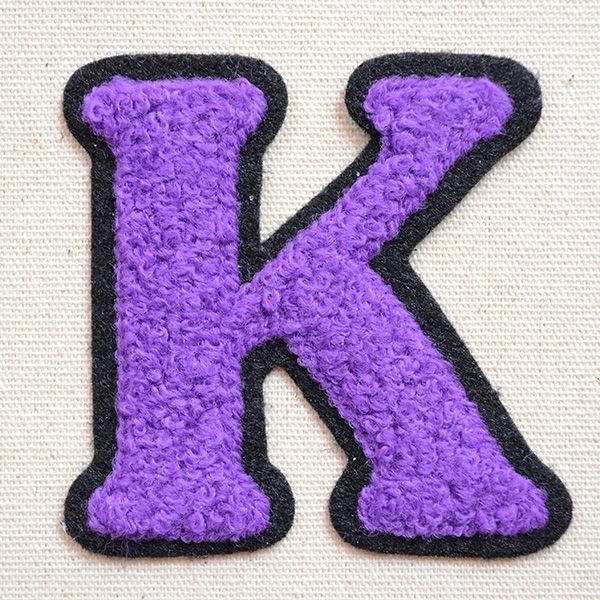 画像1: アルファベットワッペン K 刺繍 シール アイロン イニシャル 入園 入学 (1)