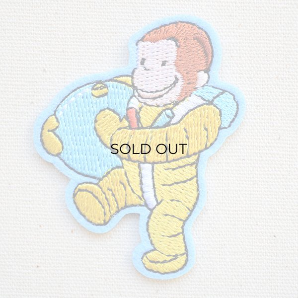 画像1: ワッペン おさるのジョージ アストロノーツ S アイロン シール おしゃれ 大人 (1)