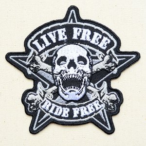 画像1: ワッペン スカル LIVE FREE RIDE FREE