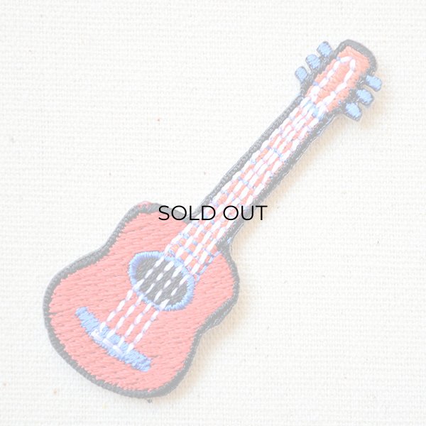 画像1: ワッペン ギター/Guitar 楽器 レッド(SSサイズ) (1)