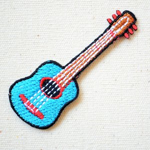 画像1: ワッペン ギター/Guitar 楽器 ブルー(SSサイズ)