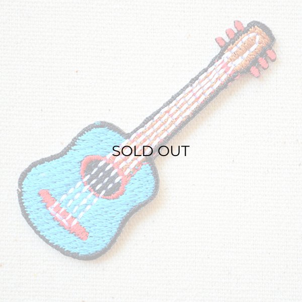 画像1: ワッペン ギター/Guitar 楽器 ブルー(SSサイズ) (1)