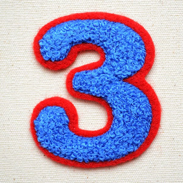 画像1: シニールワッペン 3(ブルー/レッド) (1)