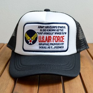 画像1: 帽子/メッシュキャップ US AIR FORCE(ブラック/ホワイト) メール便不可