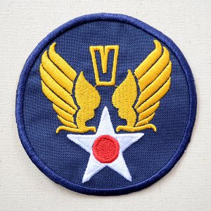 画像1: ミリタリーワッペン U.S.Air Force エアフォース V (ブルー/ラウンド)