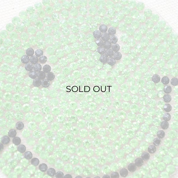 画像2: スパンコールワッペン スマイルマーク/スマイリーフェイス(グリーン) (2)