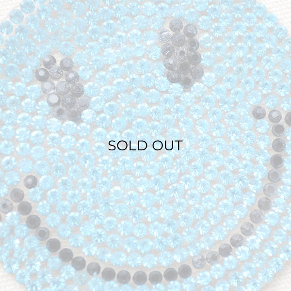 画像2: スパンコールワッペン スマイルマーク/スマイリーフェイス(サックス) (2)