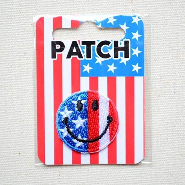 画像3: ミニワッペン スマイルマーク/スマイリーフェイス(アメリカ国旗) (3)