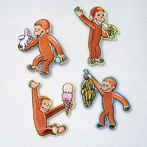 画像4: ワッペン おさるのジョージ バンザイバナナ アイロン シール おしゃれ 大人 U01Y2582 (4)