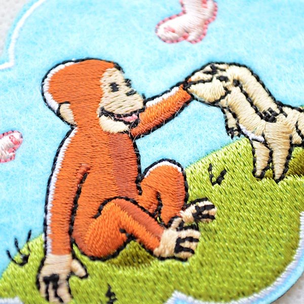 画像2: ワッペン おさるのジョージ 子犬 アイロン シール おしゃれ 大人 U01Y2577 (2)