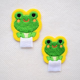 カエルと葉っぱ　フェルト名札　ワッペン 葉っぱとあおむし君 フェルト名札 ワッペン - PIKATAKA'S