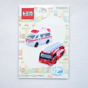 画像3: ワッペン トミカ トヨタハイメディック救急車 日野はしご付消防車(モリタ・スーパージャイロラダー)(2枚組)