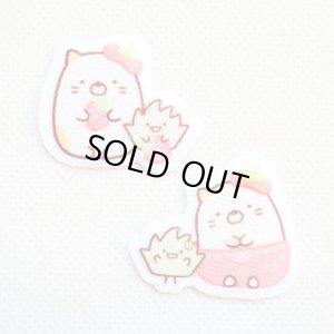 画像1: ワッペン 喫茶すみっコでいちごフェア ねこ(2枚組)