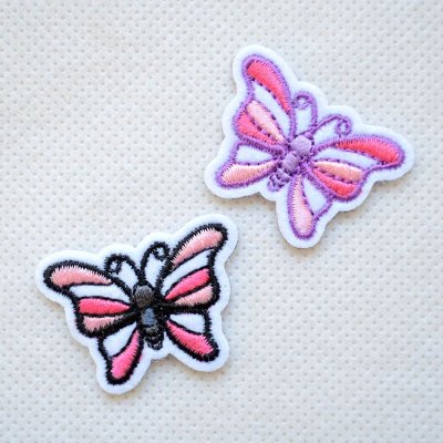 フワフワちょうちょ刺繍の入園セット　4点 ワッペン ちょうちょ(2枚組) | ワッペン・アップリケ・ステッカー
