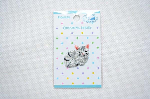 画像3: ワッペン ねこ グレー (3)