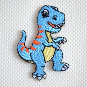 画像1: ワッペン 恐竜 ブルー