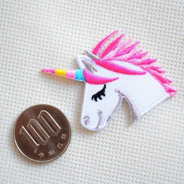 画像2: ワッペン ユニコーン ヘッド アイロン 刺繍 (2)