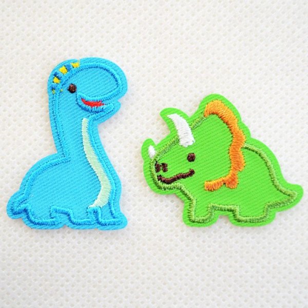 画像1: ワッペン へなちょこZOO プラキオサウルス&トリケラトプス (1)