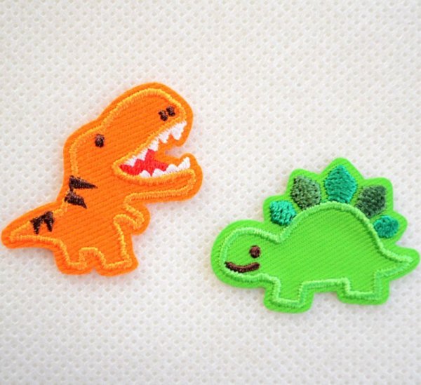 画像1: ワッペン へなちょこZOO ティラノサウルス&ステゴサウルス (1)