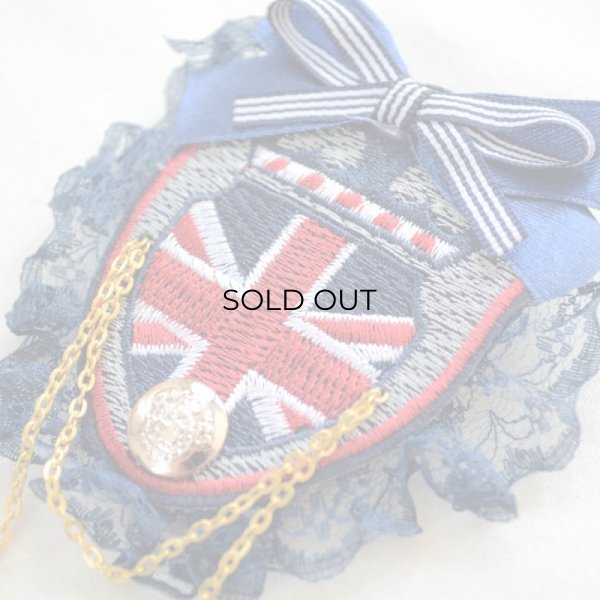 画像2: エンブレムブローチ ユニオンジャック(レース/リボン/ボタン/チェーン付き) (2)