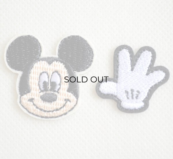 画像1: ワッペン アイロン ディズニー ミッキーマウス  フェイス & 手袋 ミニ シール (1)
