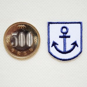 画像2: ワッペン イカリ アンカー アイロン 刺繍 ミニ ホワイト ネイビー
