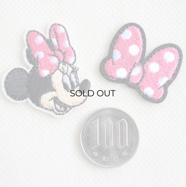 画像3: ワッペン アイロン ディズニー ミニーマウス  フェイス & リボン ミニ シール (3)