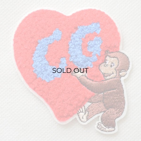 画像1: ワッペン おさるのジョージ ハート サガラ アイロン シール おしゃれ 大人 (1)