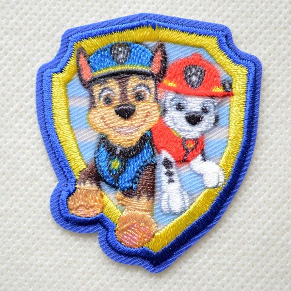 画像1: ワッペン パウパトロール チェイス & マーシャル エンブレム アイロン シール おしゃれ 大人 (1)