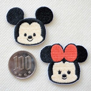 画像2: ワッペン ディズニー ミッキーマウス ミニーマウス ミニ シール アイロン 2枚セット