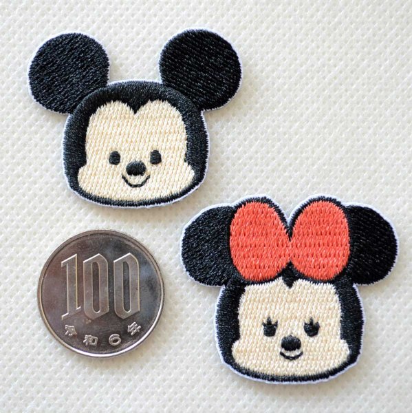 画像2: ワッペン ディズニー ミッキーマウス ミニーマウス ミニ シール アイロン 2枚セット (2)